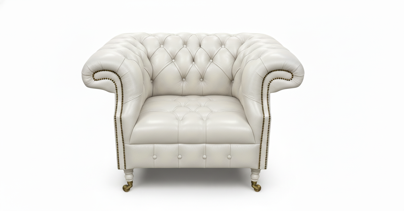 The Mayfair Chesterfield Club Chair — Color: Windsor Cottonseed, Seat type: Button