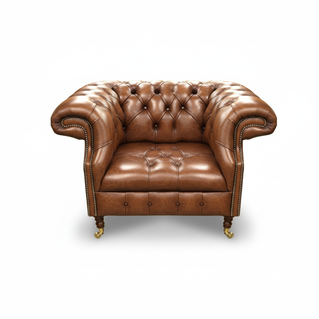 The Mayfair Chesterfield Club Chair, color: Windsor Cocoa