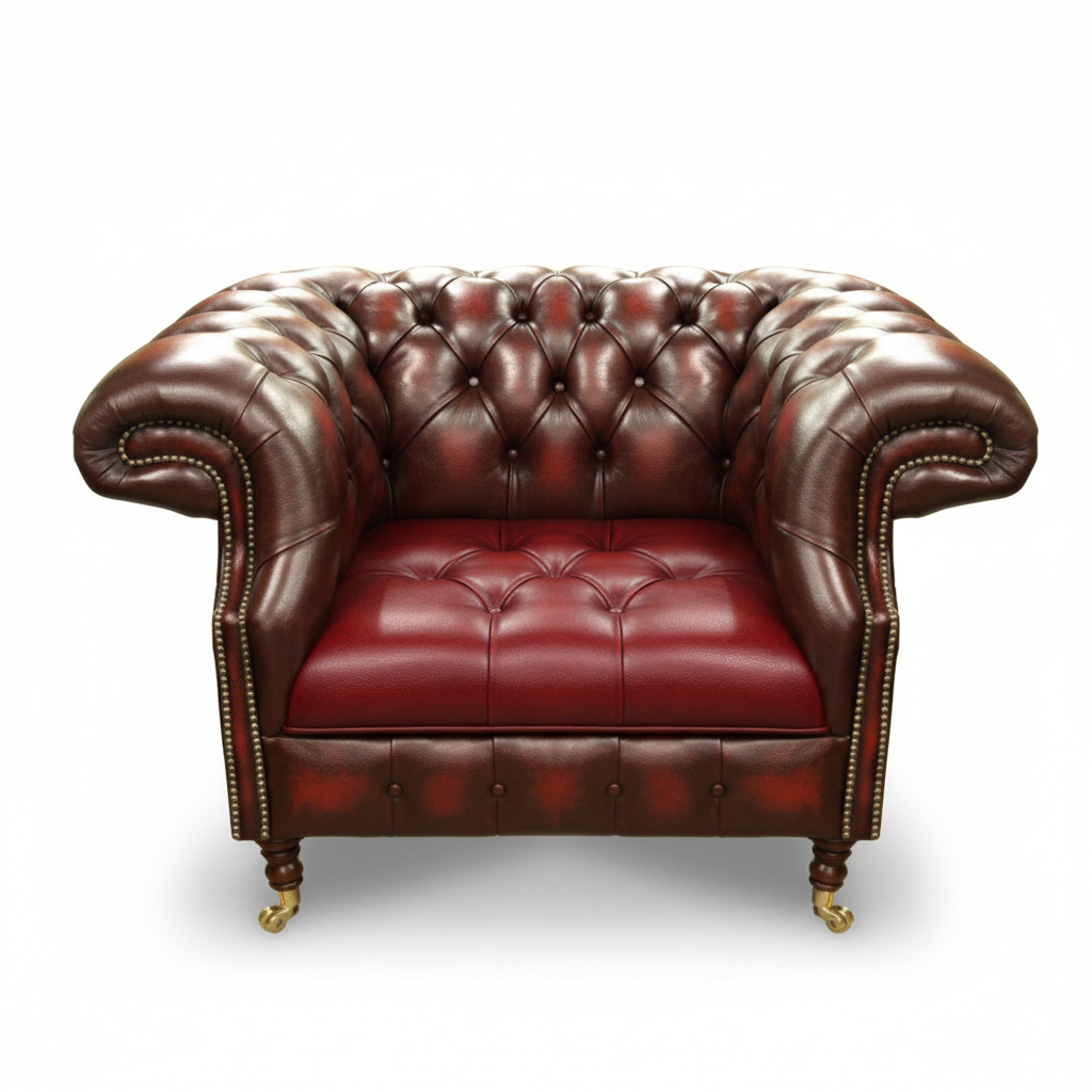 The Mayfair Chesterfield Club Chair, color: Windsor Bordeaux