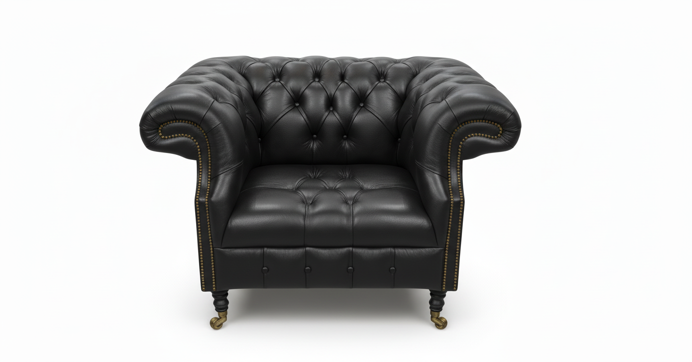The Mayfair Chesterfield Club Chair — Color: Windsor Black, Seat type: Button