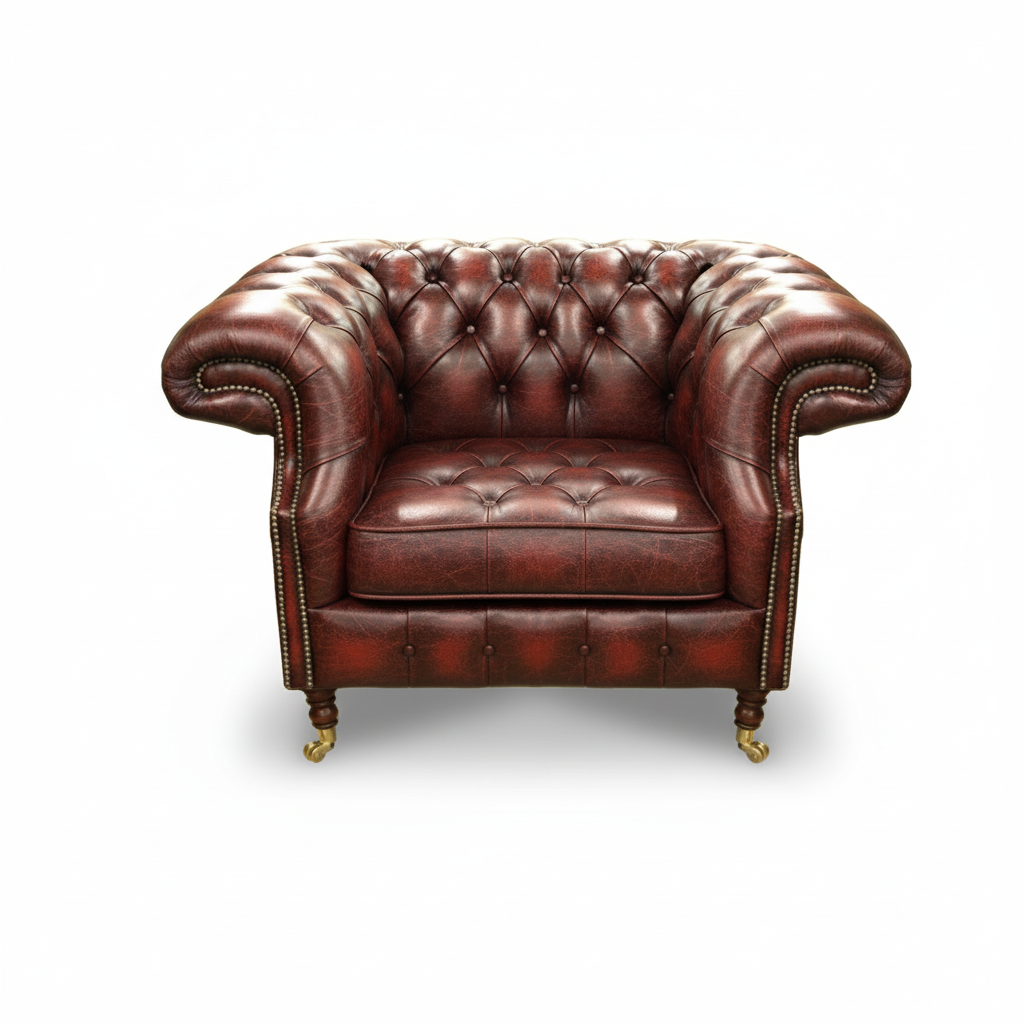 The Mayfair Chesterfield Club Chair, color: Antique Ox Blood