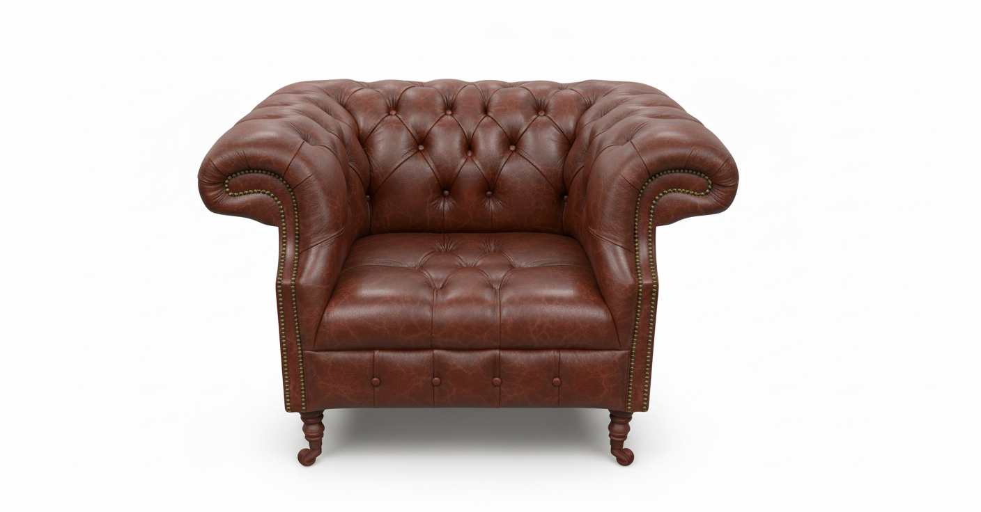 The Mayfair Chesterfield Club Chair — Color: Antique Ox Blood, Seat type: Button