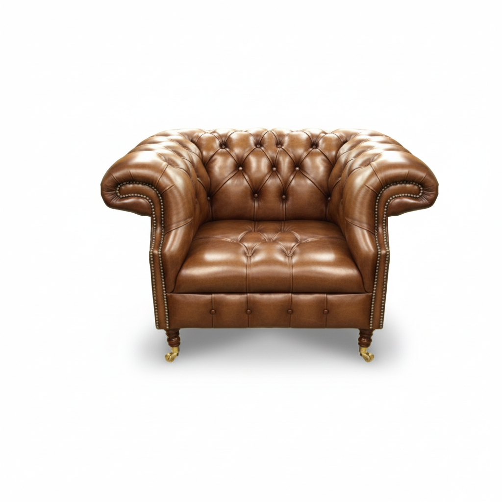 The Mayfair Chesterfield Club Chair, color: Antique Gold