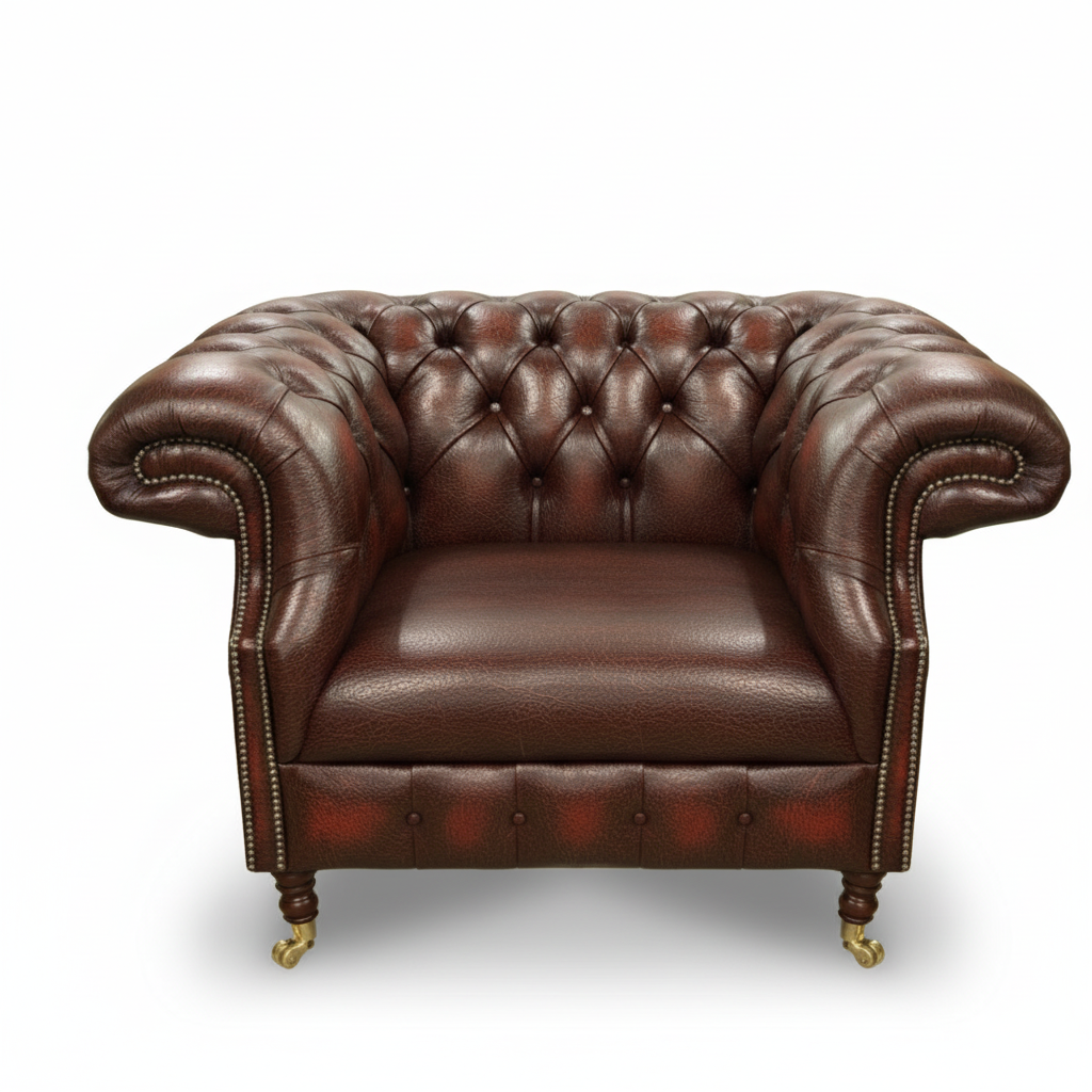 The Mayfair Chesterfield Club Chair, color: Antique Brown