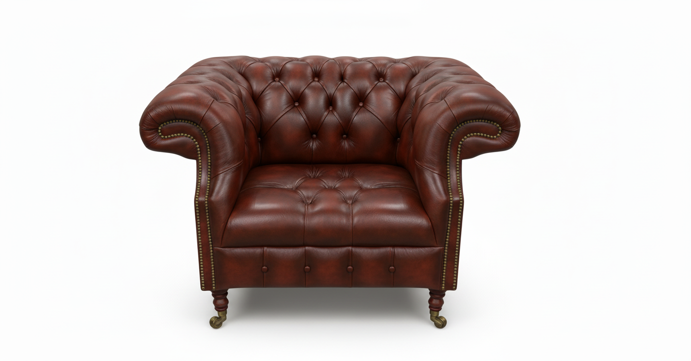 The Mayfair Chesterfield Club Chair — Color: Antique Brown, Seat type: Button