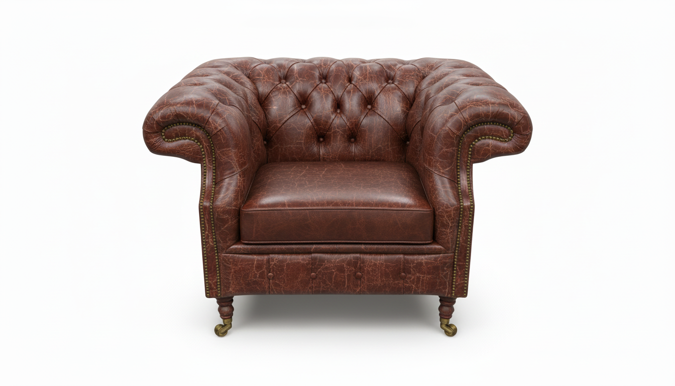 The Mayfair Chesterfield Club Chair — Color: Vintage Wine, Seat type: Cushion