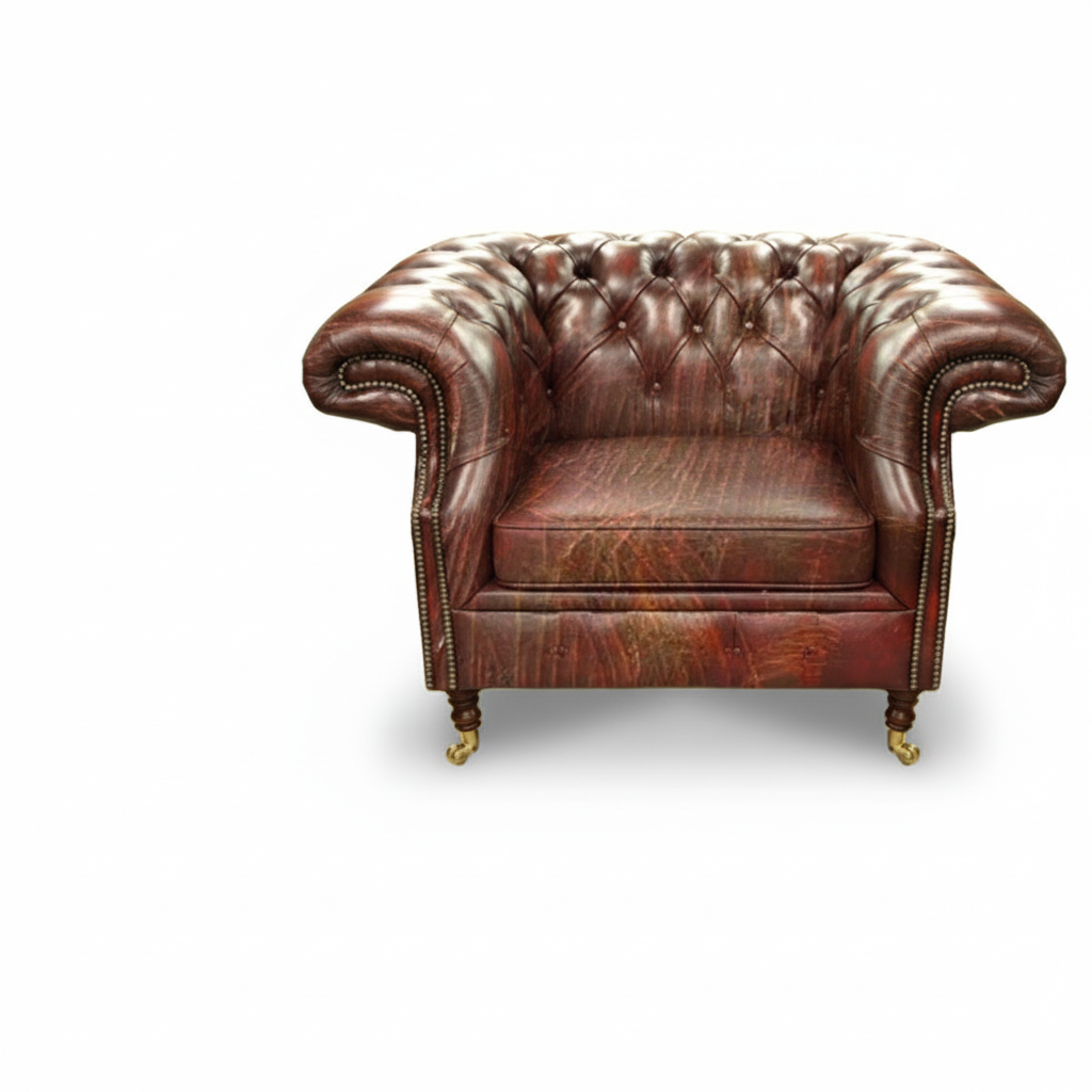 The Mayfair Chesterfield Club Chair, color: Vintage Wine