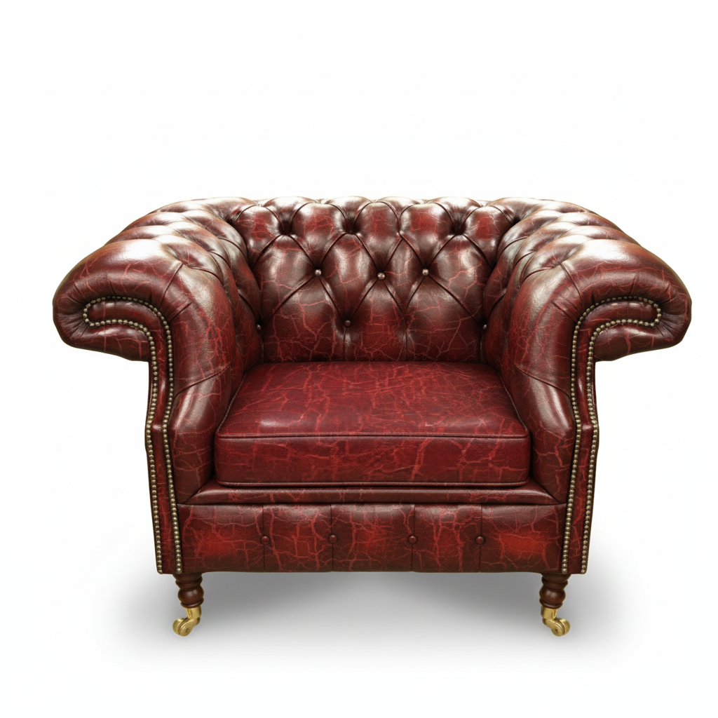 The Mayfair Chesterfield Club Chair, color: Vintage Poppy