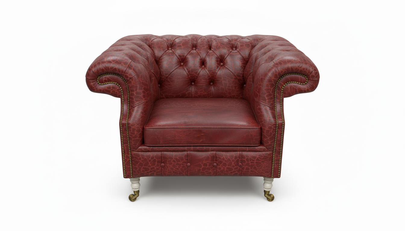 The Mayfair Chesterfield Club Chair — Color: Vintage Poppy, Seat type: Cushion