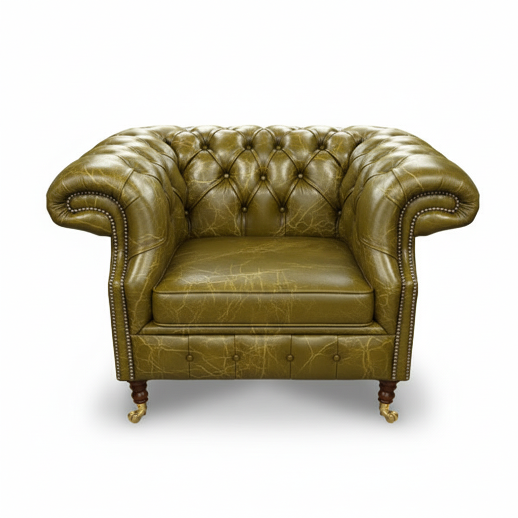 The Mayfair Chesterfield Club Chair, color: Vintage Olive
