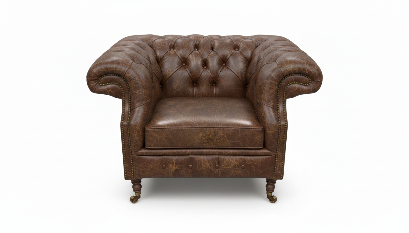 The Mayfair Chesterfield Club Chair — Color: Vintage Olive, Seat type: Cushion