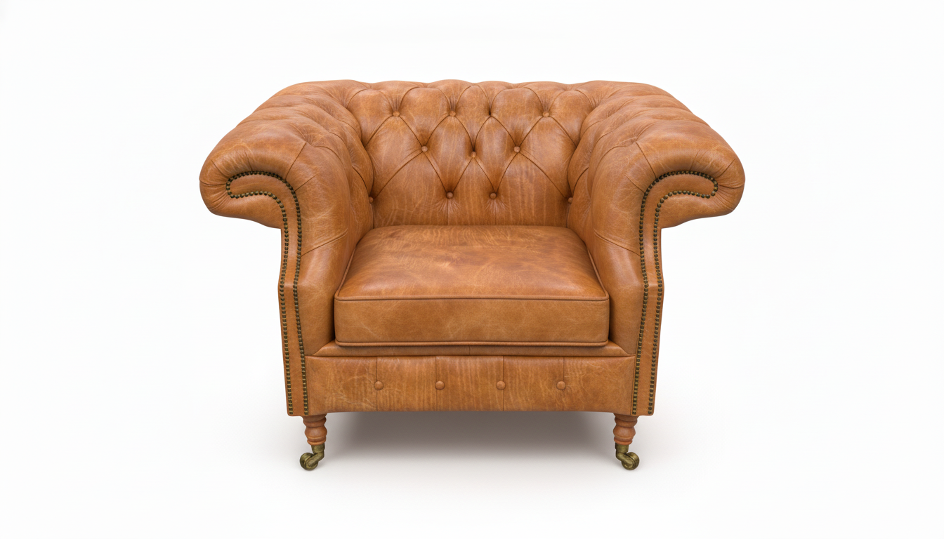 The Mayfair Chesterfield Club Chair — Color: Vintage Mustard, Seat type: Cushion