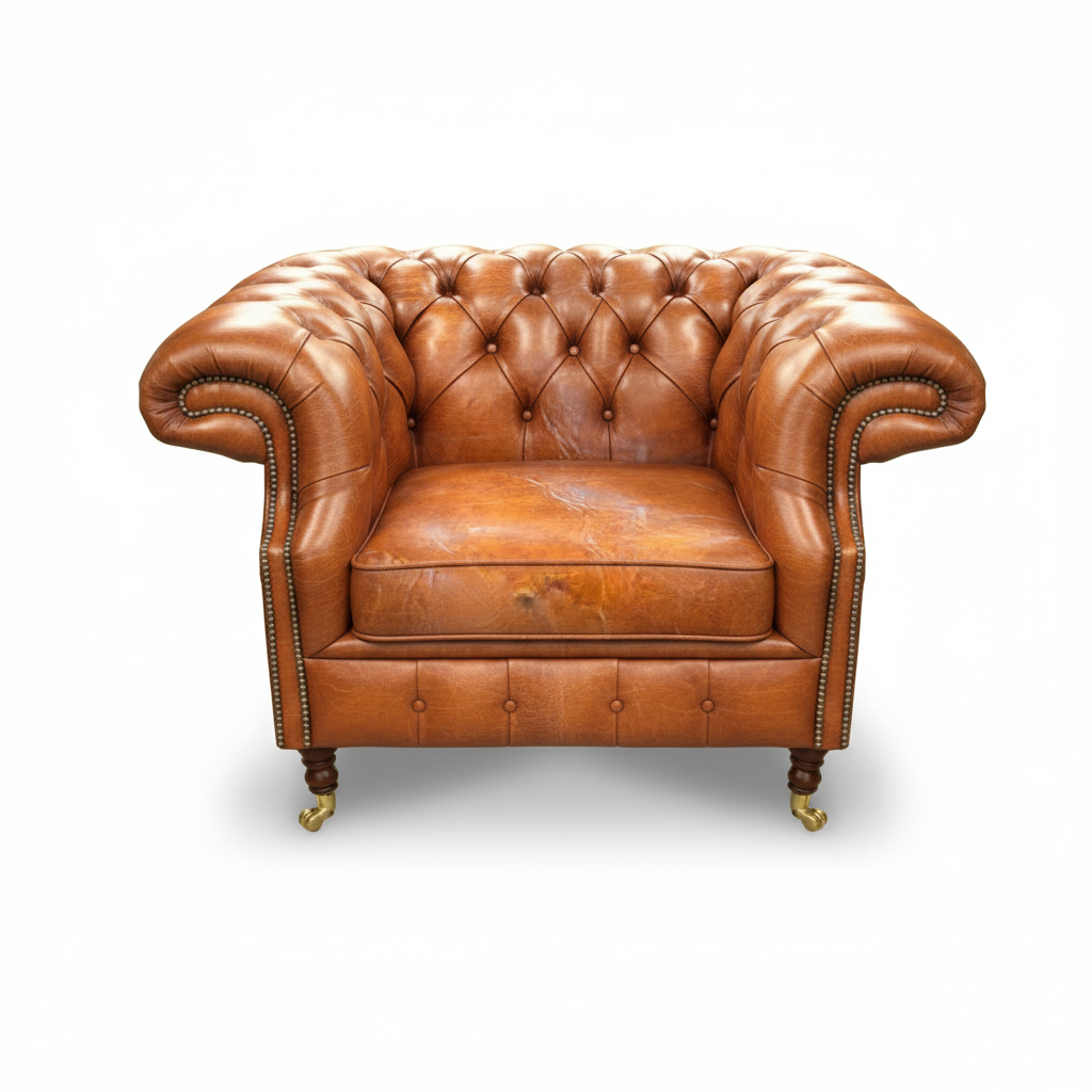 The Mayfair Chesterfield Club Chair, color: Vintage Mustard
