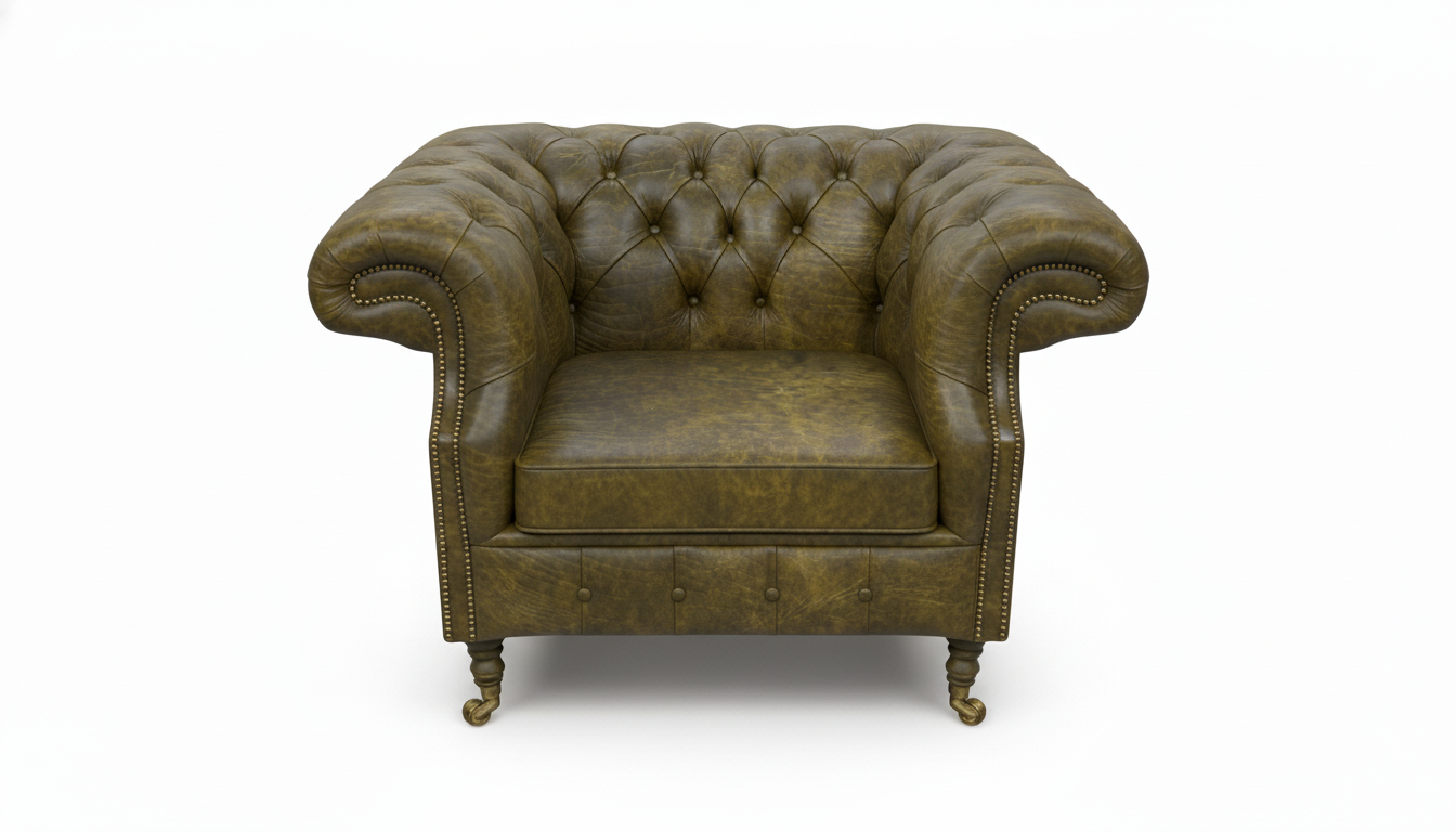 The Mayfair Chesterfield Club Chair — Color: Vintage Moss, Seat type: Cushion