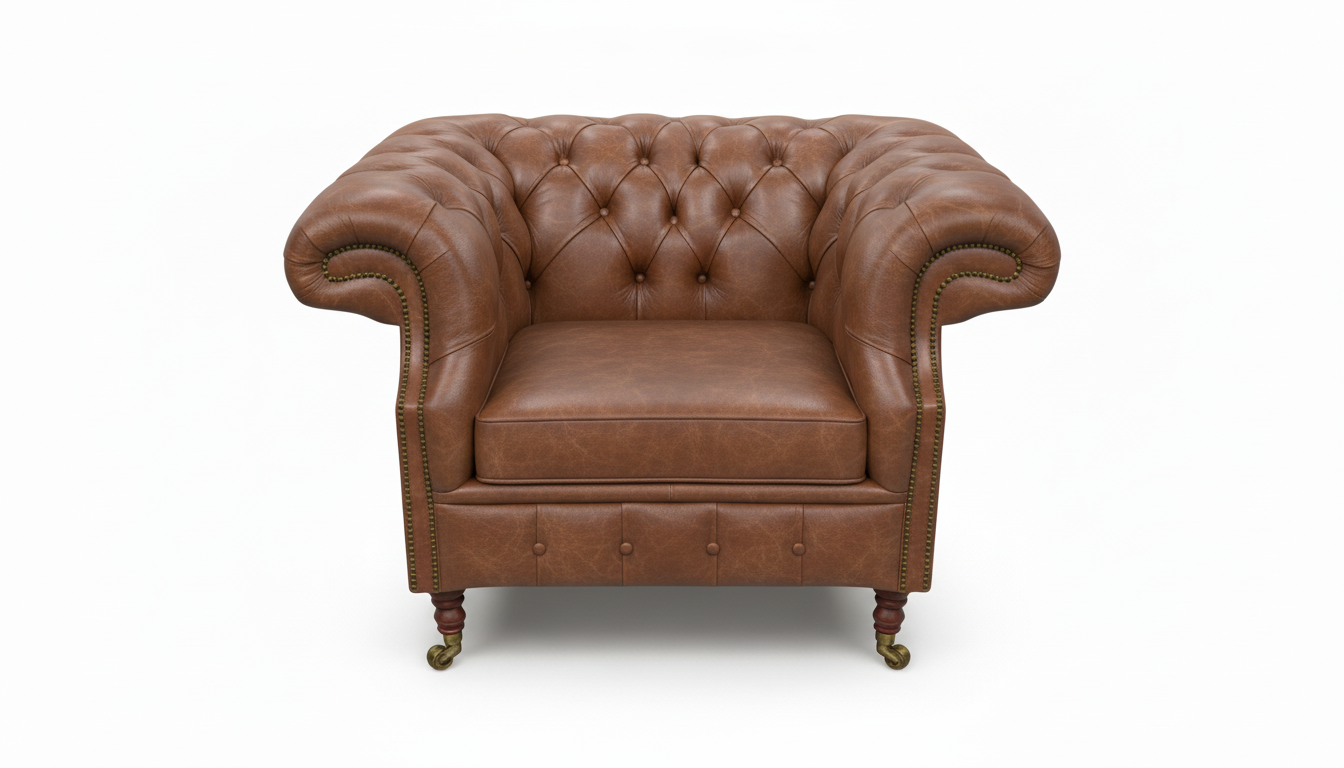 The Mayfair Chesterfield Club Chair — Color: Vintage Hazel, Seat type: Cushion