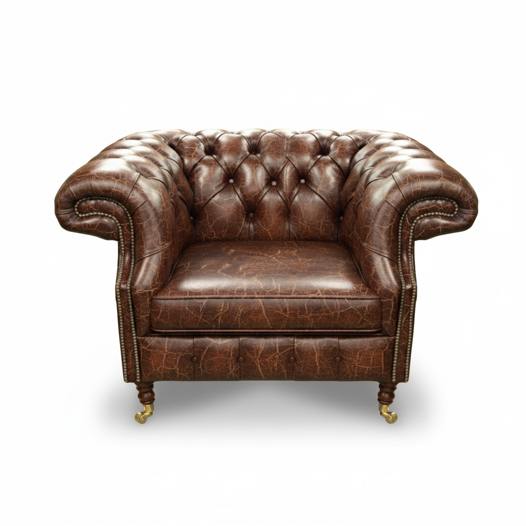 The Mayfair Chesterfield Club Chair, color: Vintage Chestnut