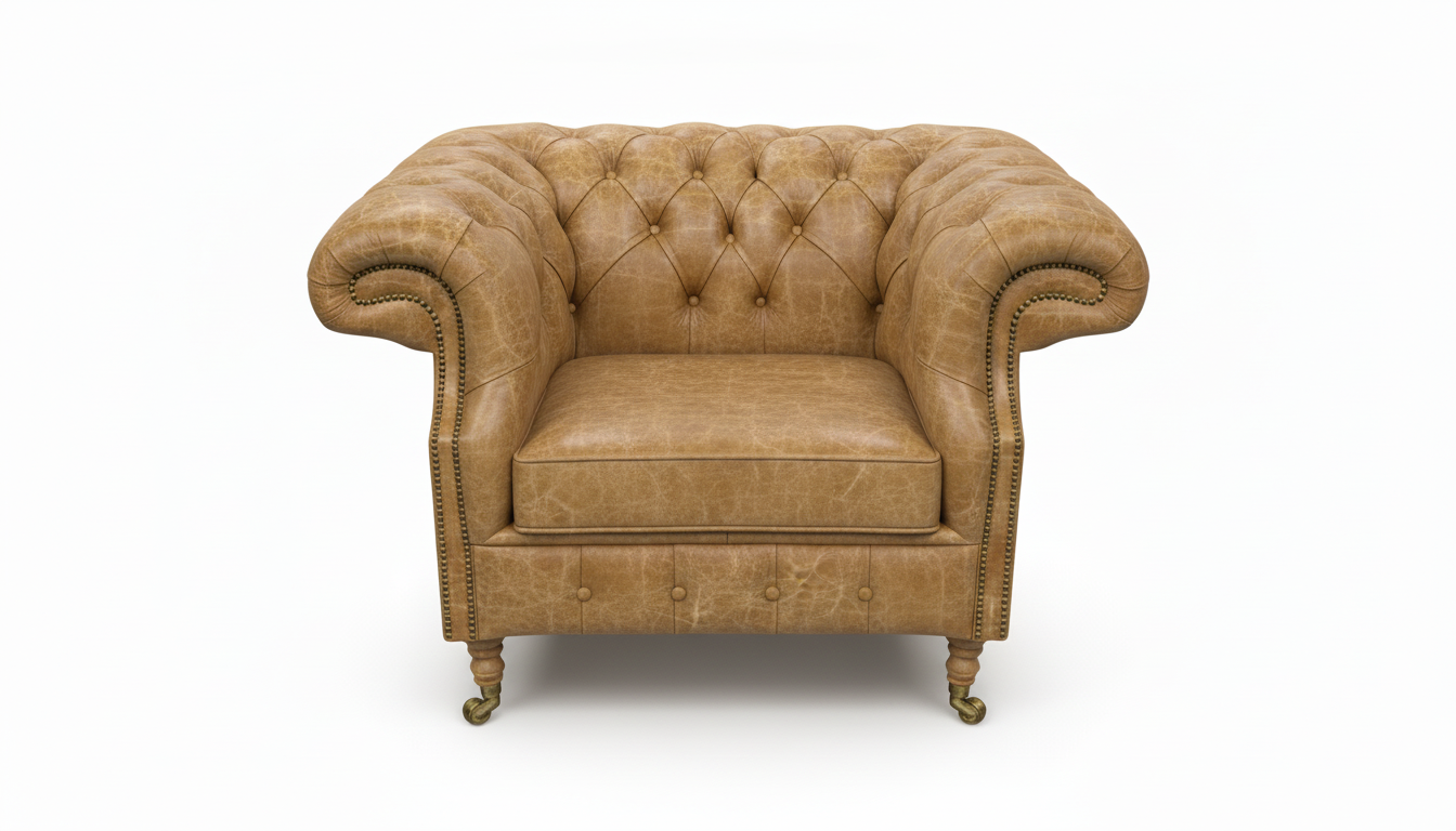 The Mayfair Chesterfield Club Chair — Color: English Moss, Seat type: Cushion