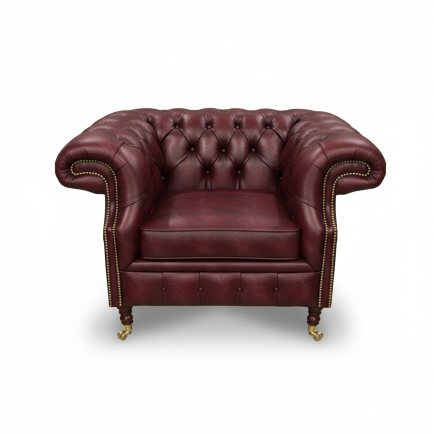 The Mayfair Chesterfield Club Chair, color: English Burgundy