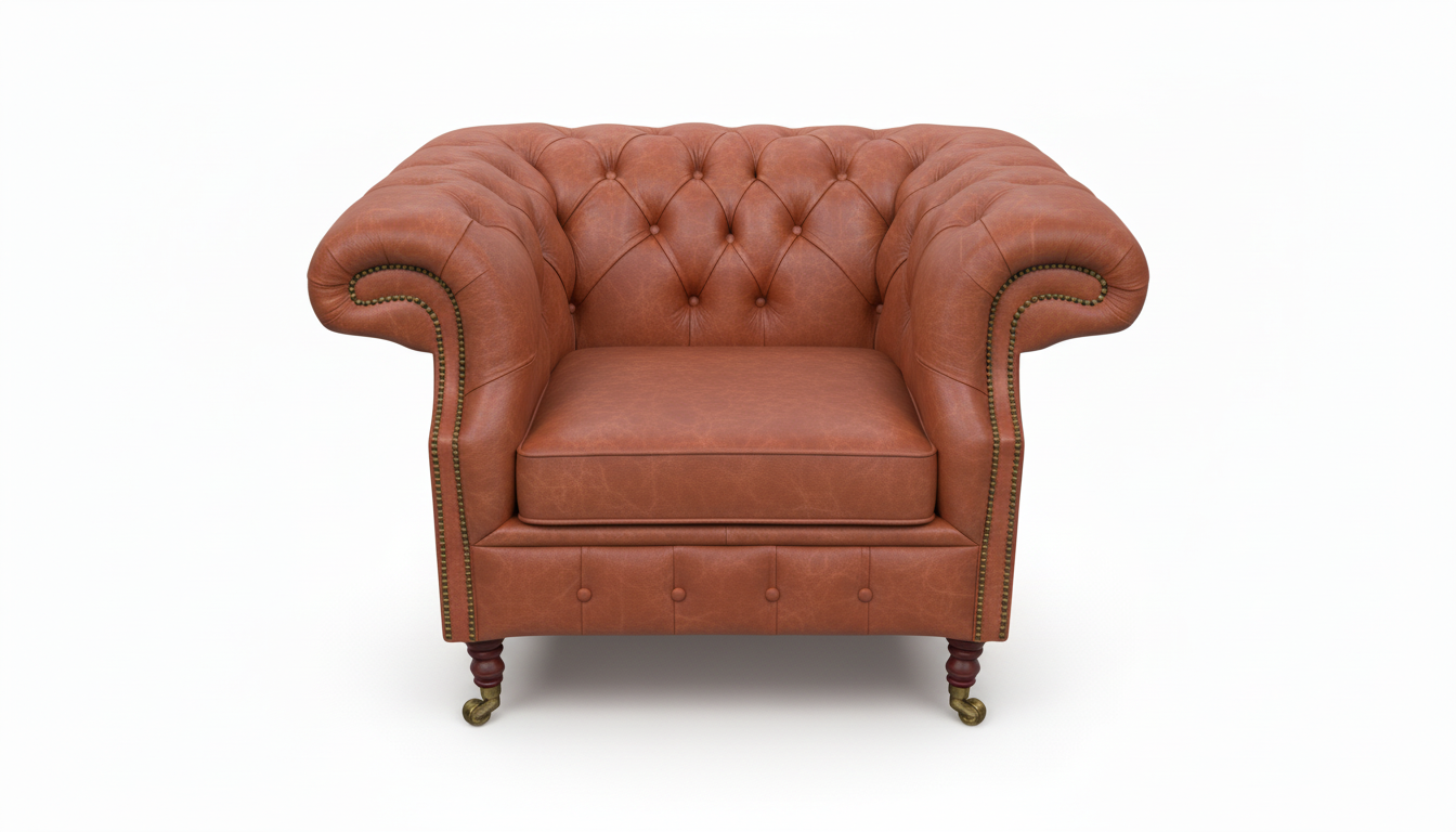 The Mayfair Chesterfield Club Chair — Color: English Bruciato, Seat type: Cushion