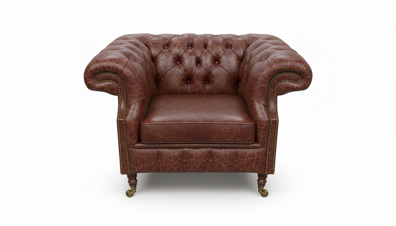 The Mayfair Chesterfield Club Chair — Color: English Brown, Seat type: Cushion