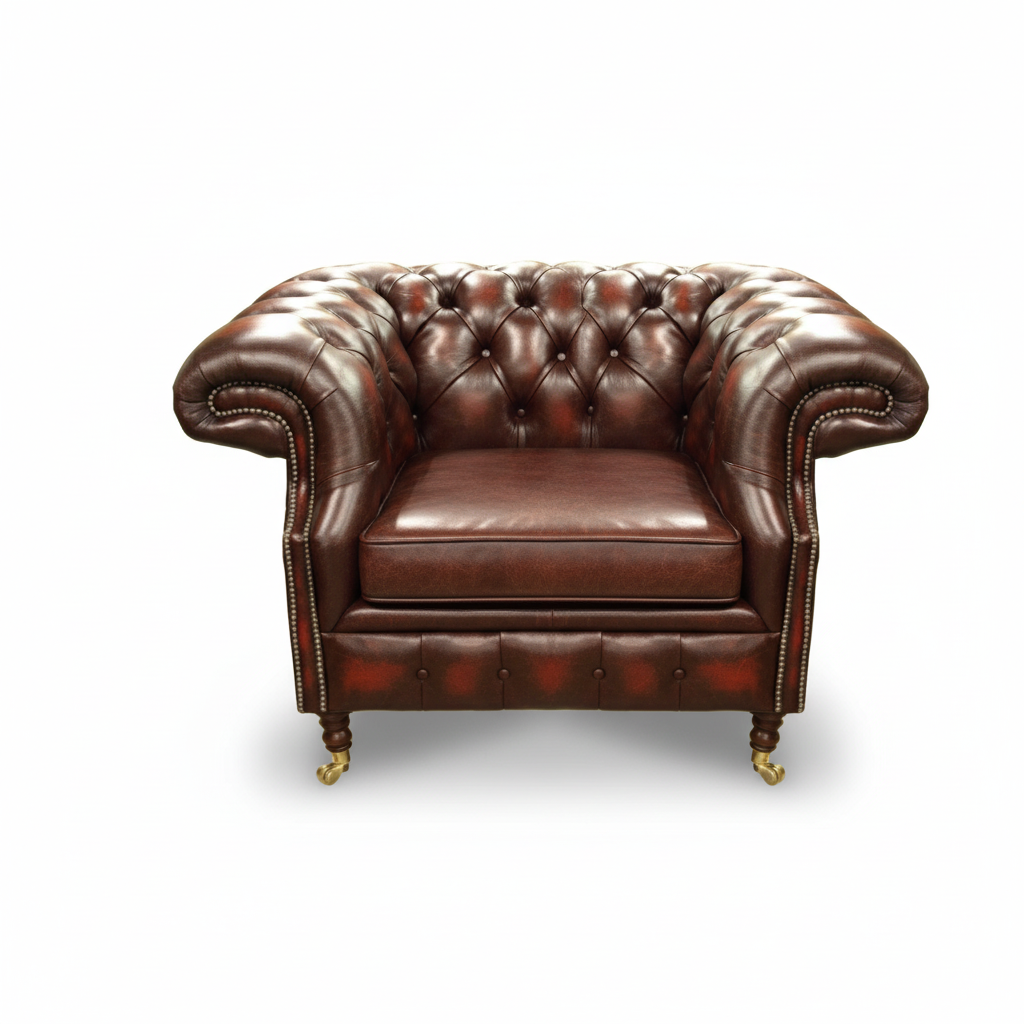 The Mayfair Chesterfield Club Chair, color: English Brown