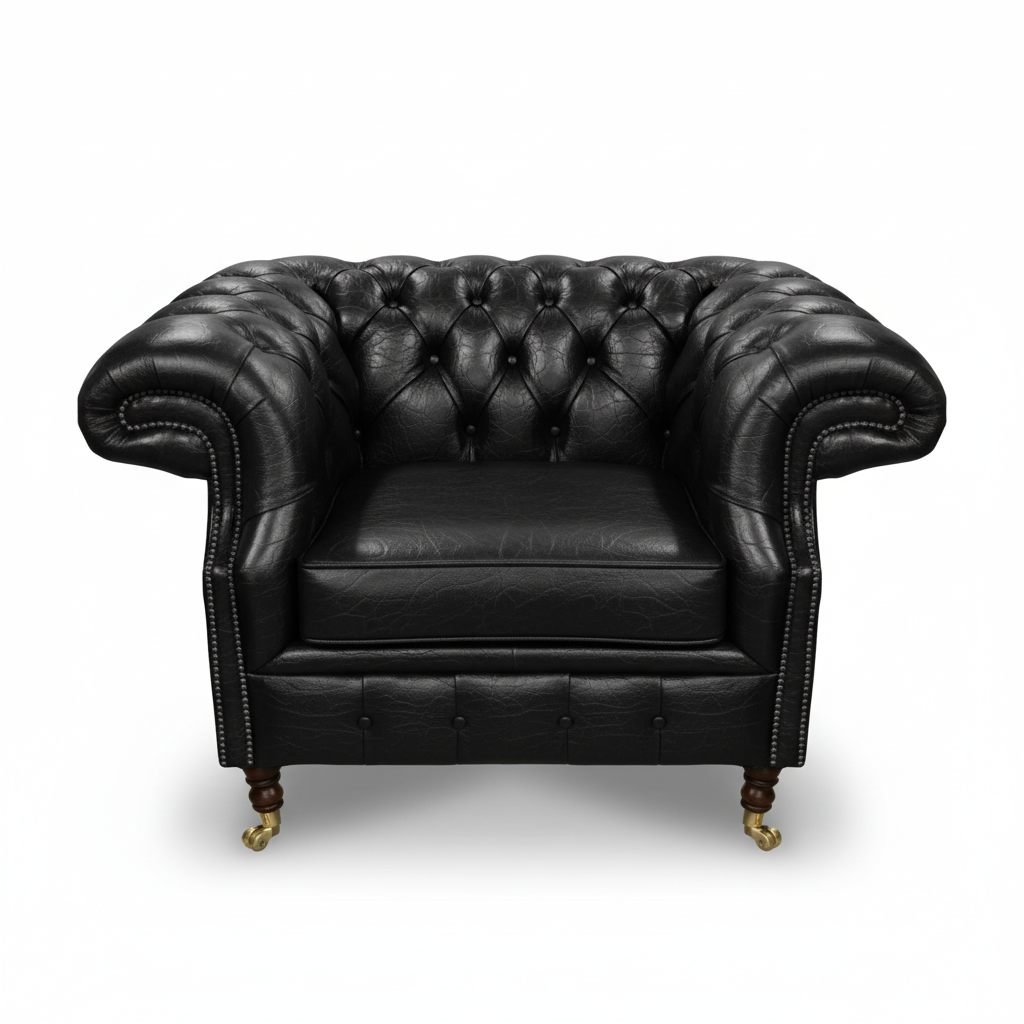 The Mayfair Chesterfield Club Chair, color: English Black