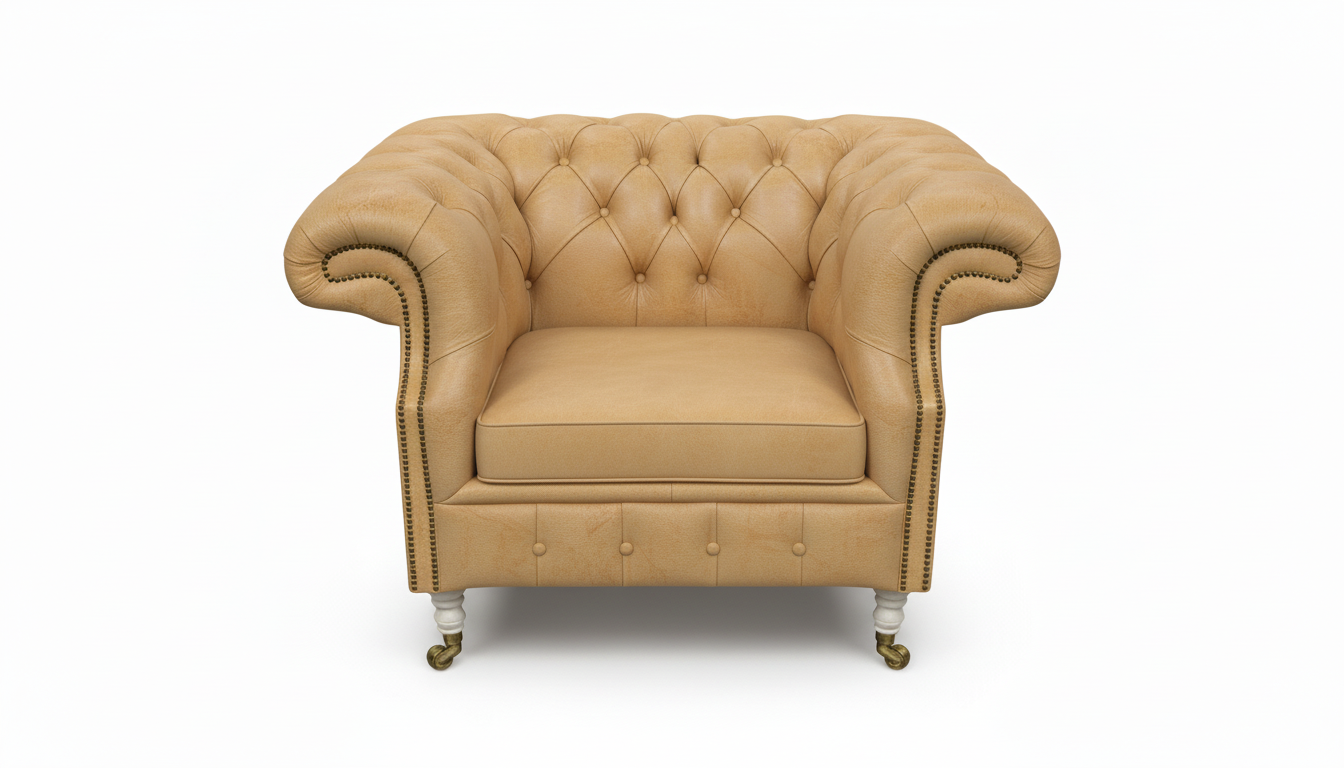 The Mayfair Chesterfield Club Chair — Color: Windsor Yellow, Seat type: Cushion