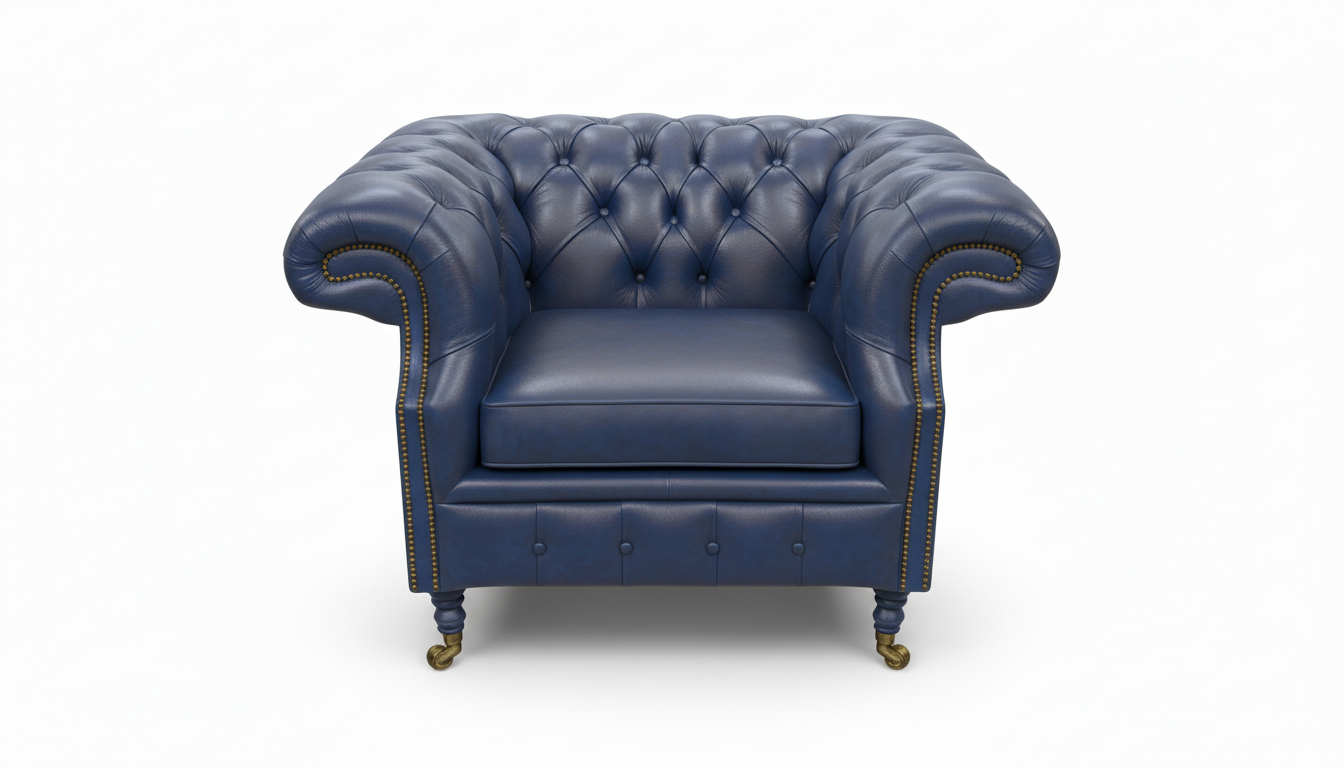 The Mayfair Chesterfield Club Chair — Color: Windsor Ultramarine, Seat type: Cushion