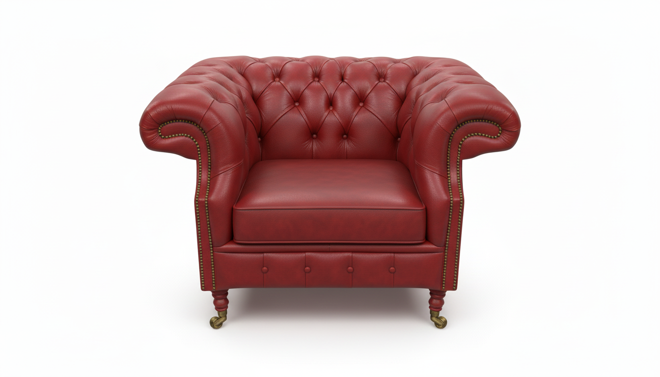 The Mayfair Chesterfield Club Chair — Color: Windsor Red, Seat type: Cushion