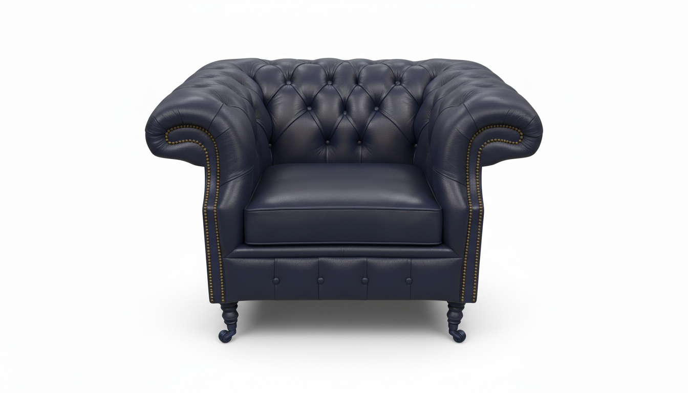 The Mayfair Chesterfield Club Chair — Color: Windsor Navy Blue, Seat type: Cushion