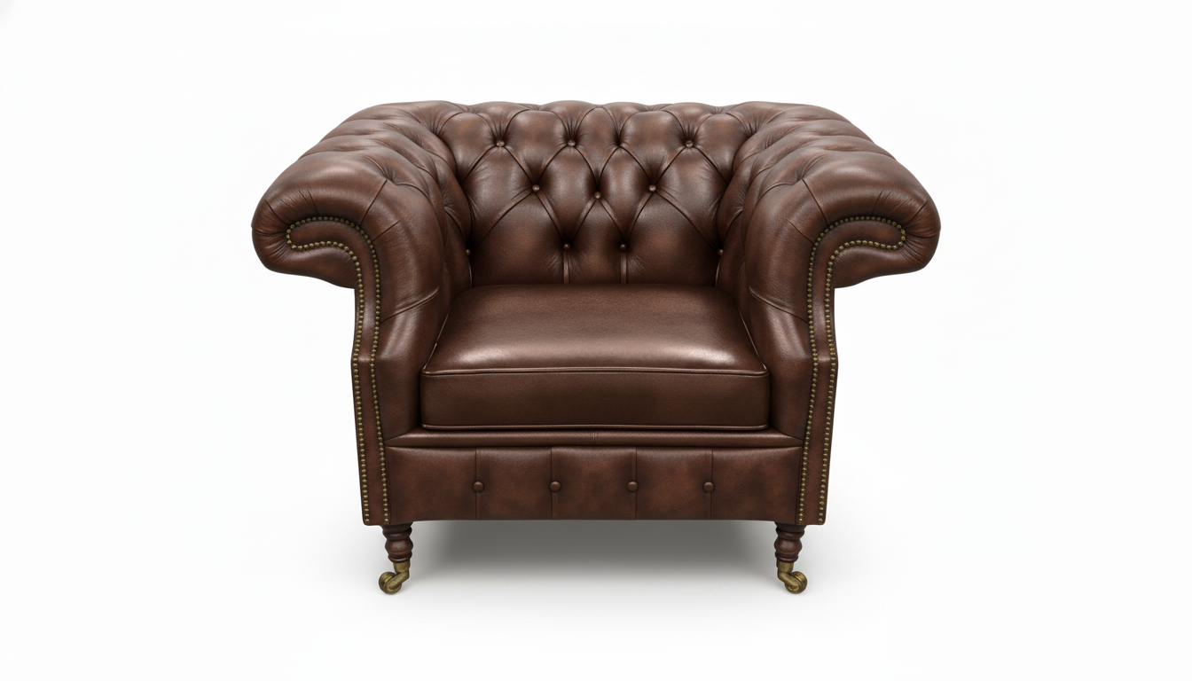 The Mayfair Chesterfield Club Chair — Color: Windsor Mocca, Seat type: Cushion