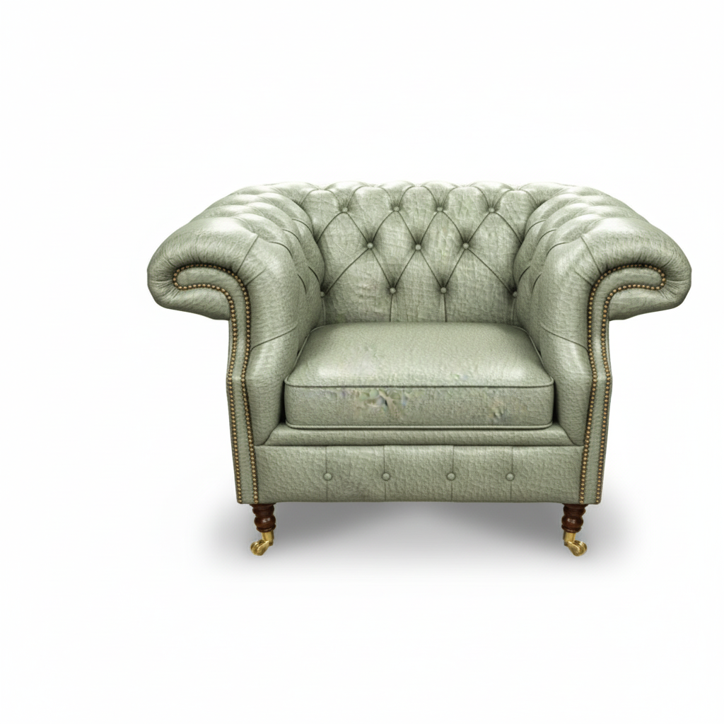 The Mayfair Chesterfield Club Chair, color: Windsor Light Lagoon