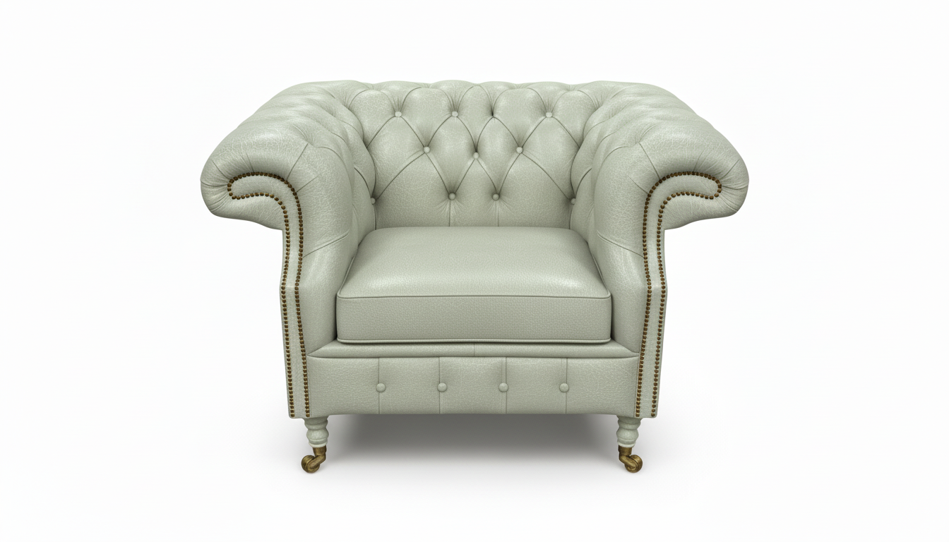 The Mayfair Chesterfield Club Chair — Color: Windsor Light Lagoon, Seat type: Cushion