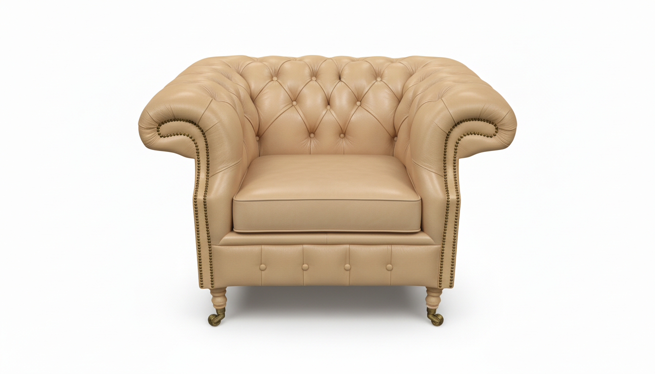 The Mayfair Chesterfield Club Chair — Color: Windsor Fudge, Seat type: Cushion