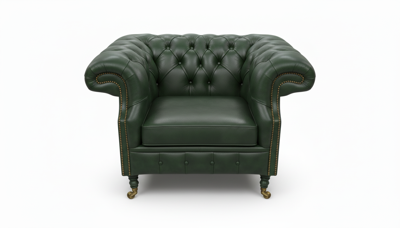The Mayfair Chesterfield Club Chair — Color: Windsor Forest Green, Seat type: Cushion