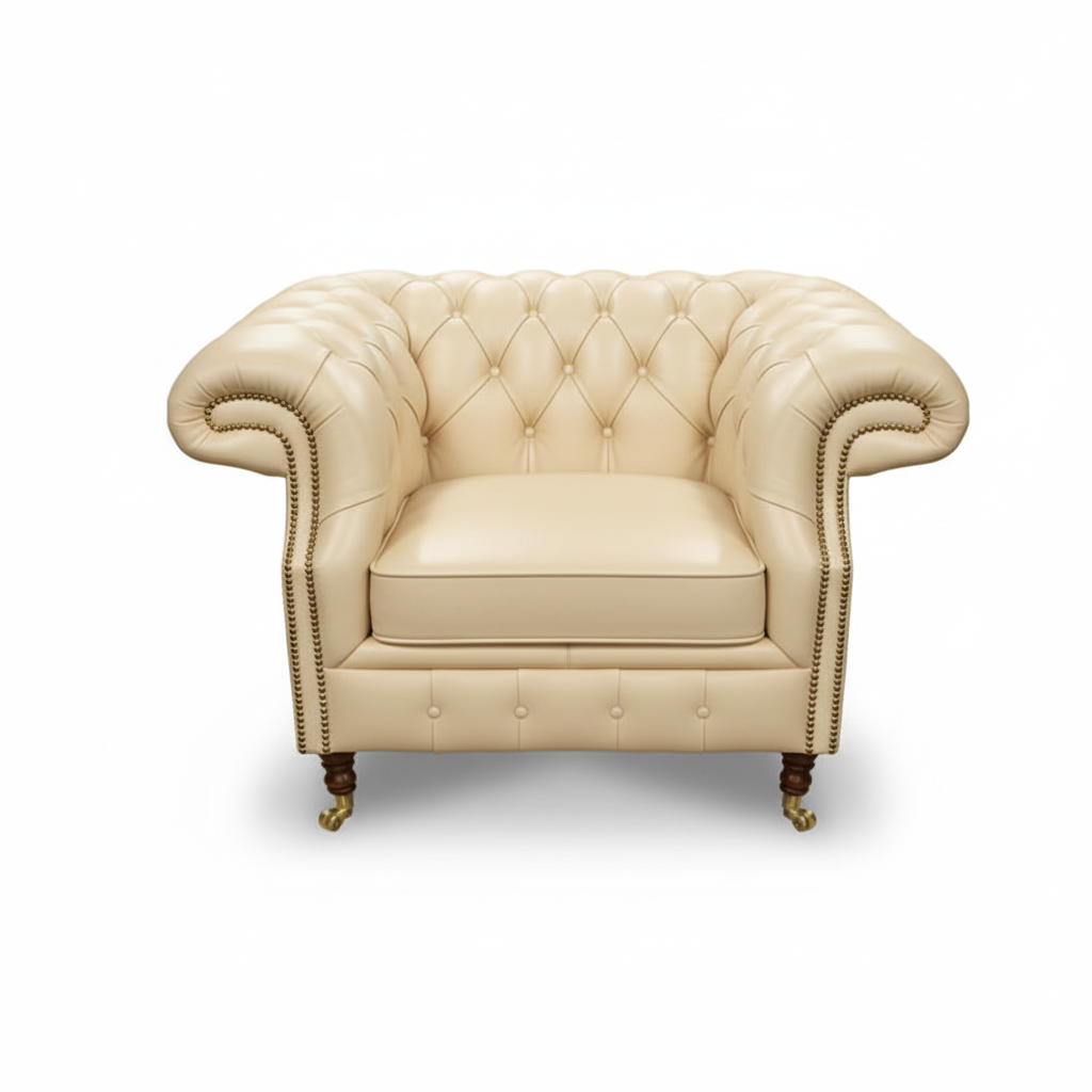 The Mayfair Chesterfield Club Chair, color: Windsor Cream