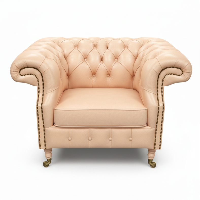 The Mayfair Chesterfield Club Chair — Color: Windsor Cream, Seat type: Cushion