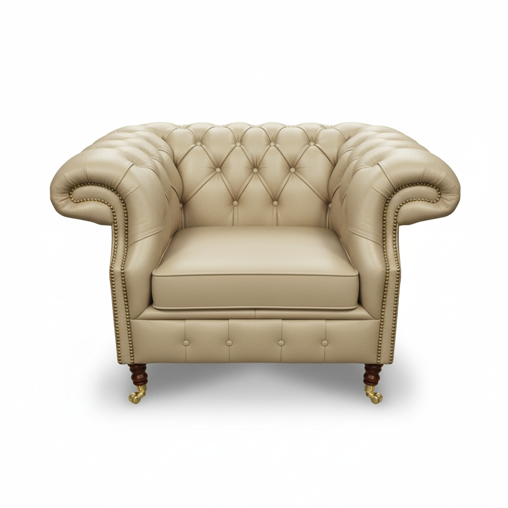 The Mayfair Chesterfield Club Chair, color: Windsor Cottonseed