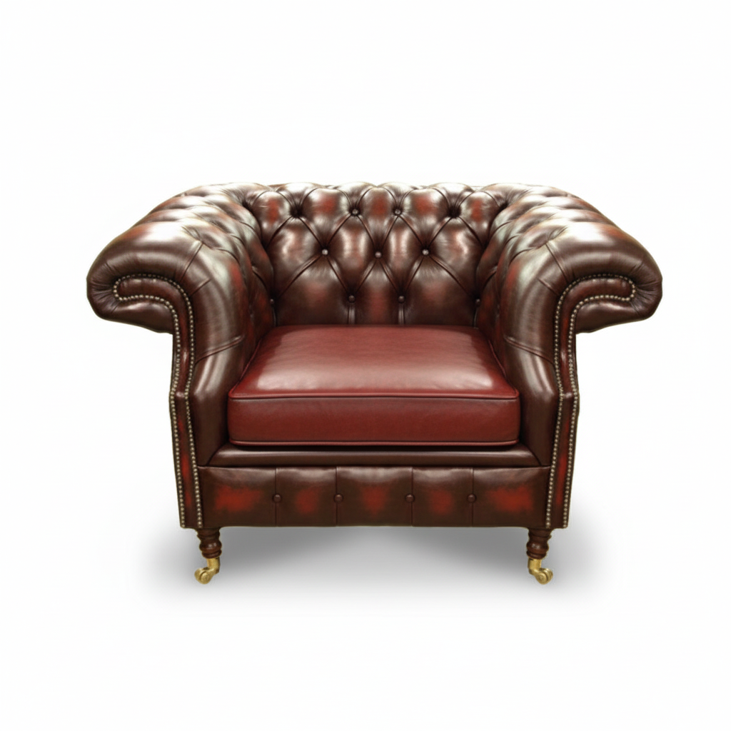 The Mayfair Chesterfield Club Chair, color: Windsor Bordeaux