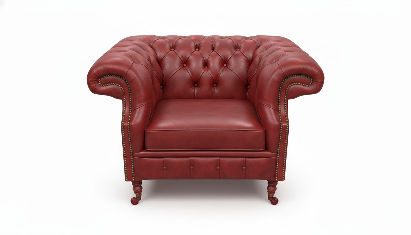 The Mayfair Chesterfield Club Chair — Color: Windsor Bordeaux, Seat type: Cushion