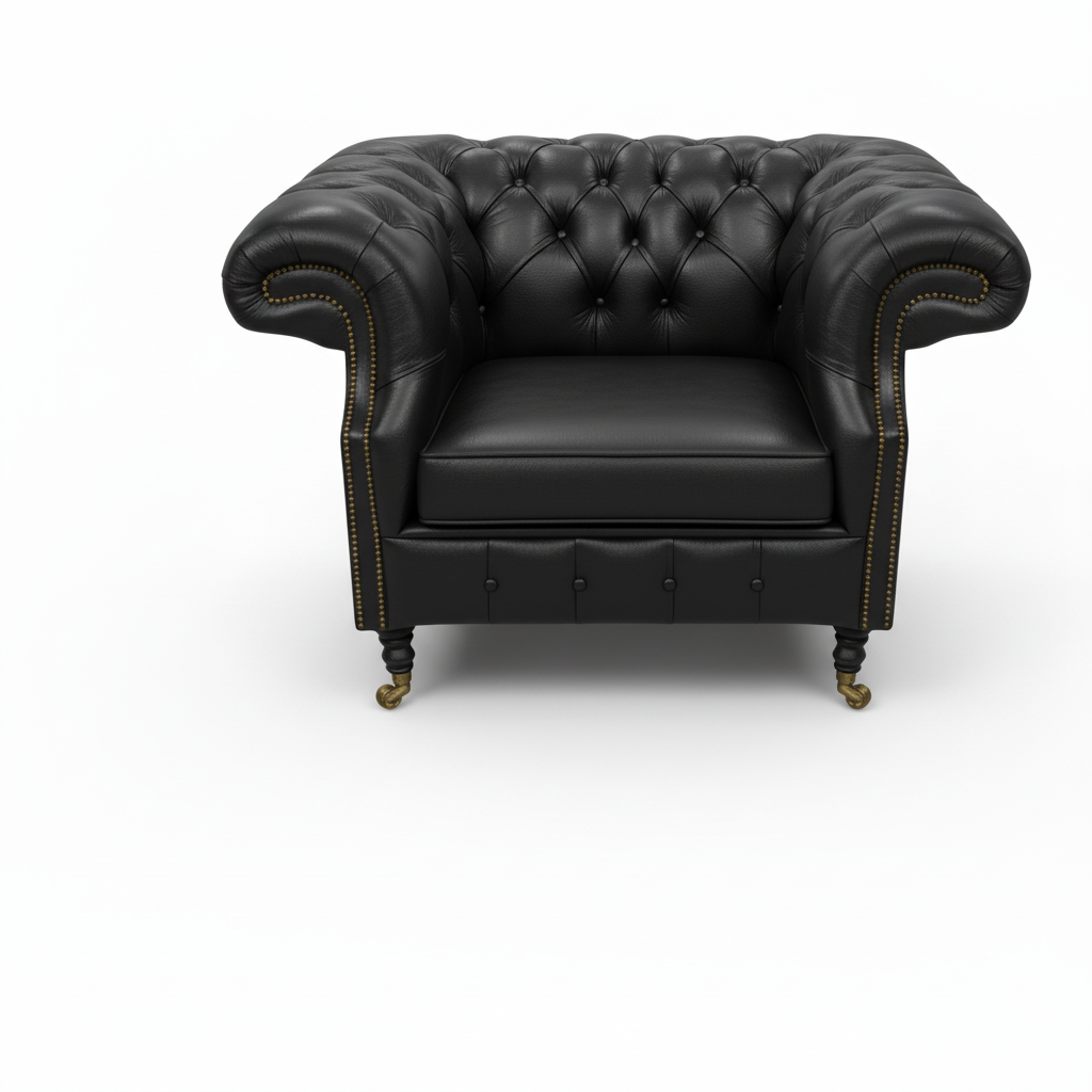 The Mayfair Chesterfield Club Chair — Color: Windsor Black, Seat type: Cushion
