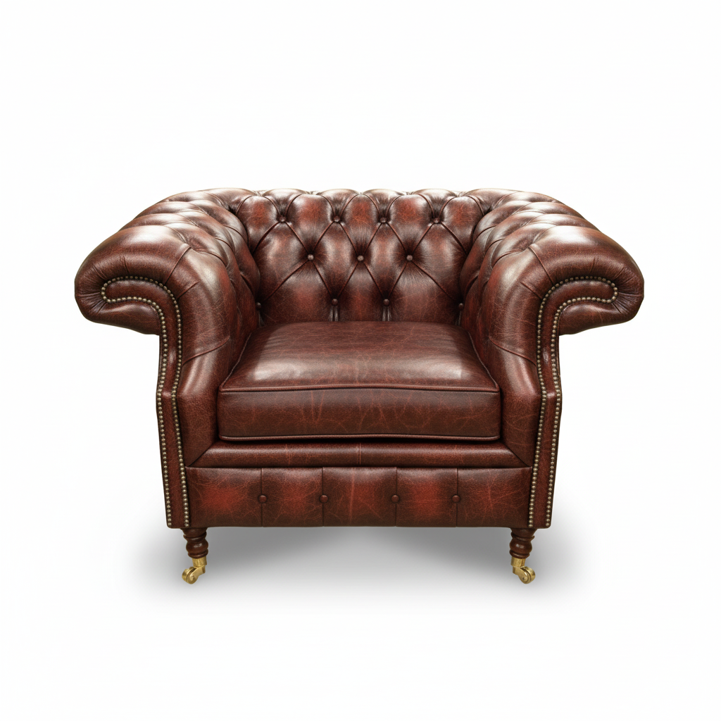 The Mayfair Chesterfield Club Chair, color: Antique Ox Blood