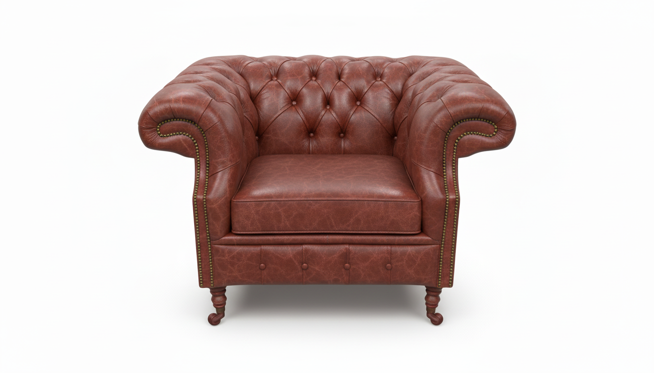 The Mayfair Chesterfield Club Chair — Color: Antique Ox Blood, Seat type: Cushion