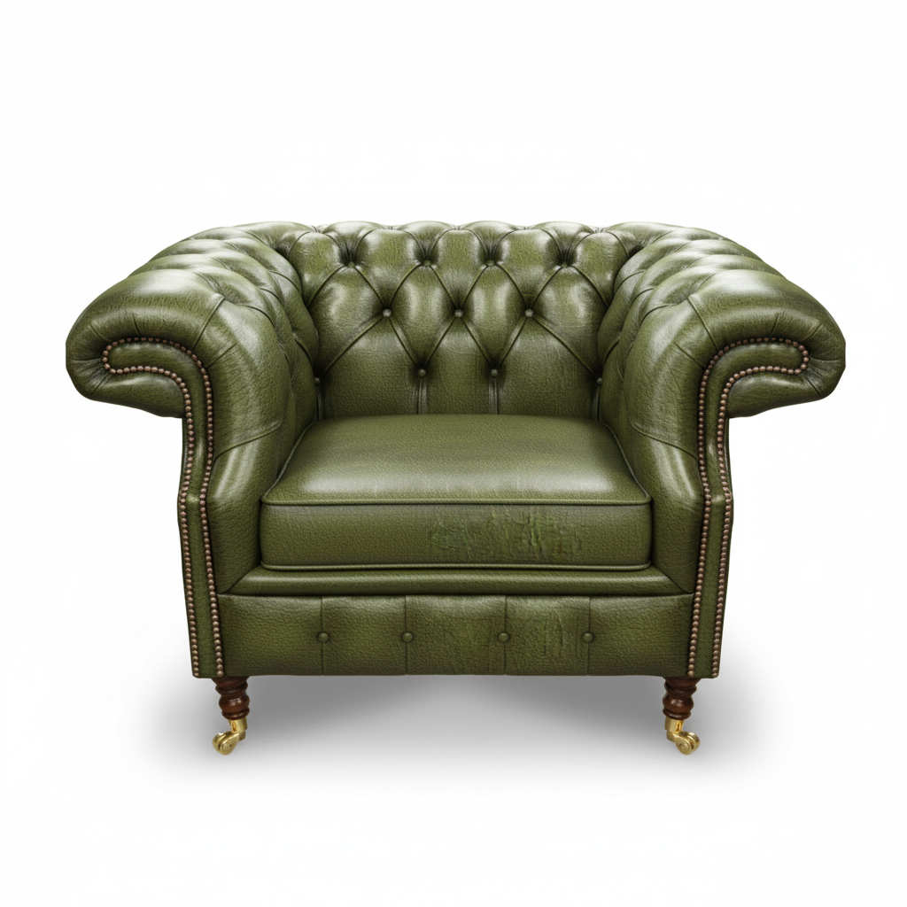 The Mayfair Chesterfield Club Chair, color: Antique Green