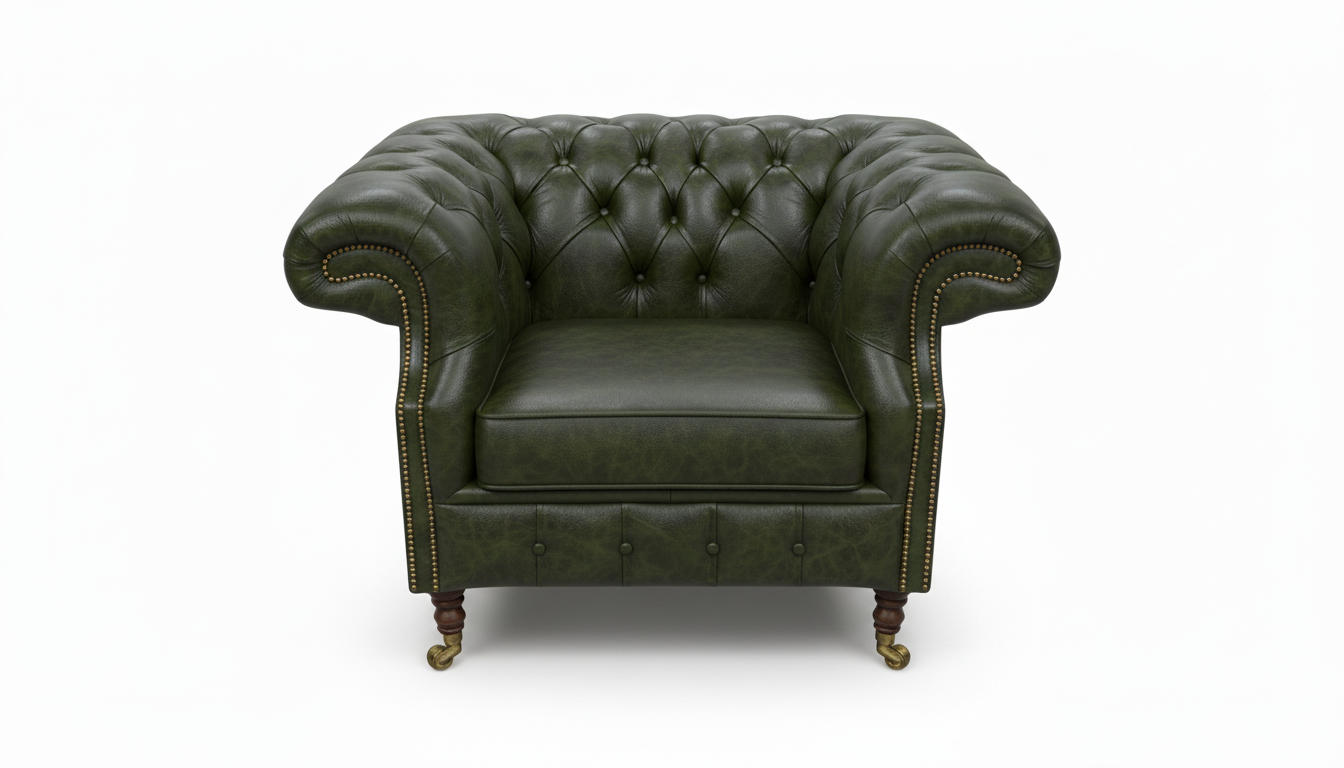 The Mayfair Chesterfield Club Chair — Color: Antique Green, Seat type: Cushion