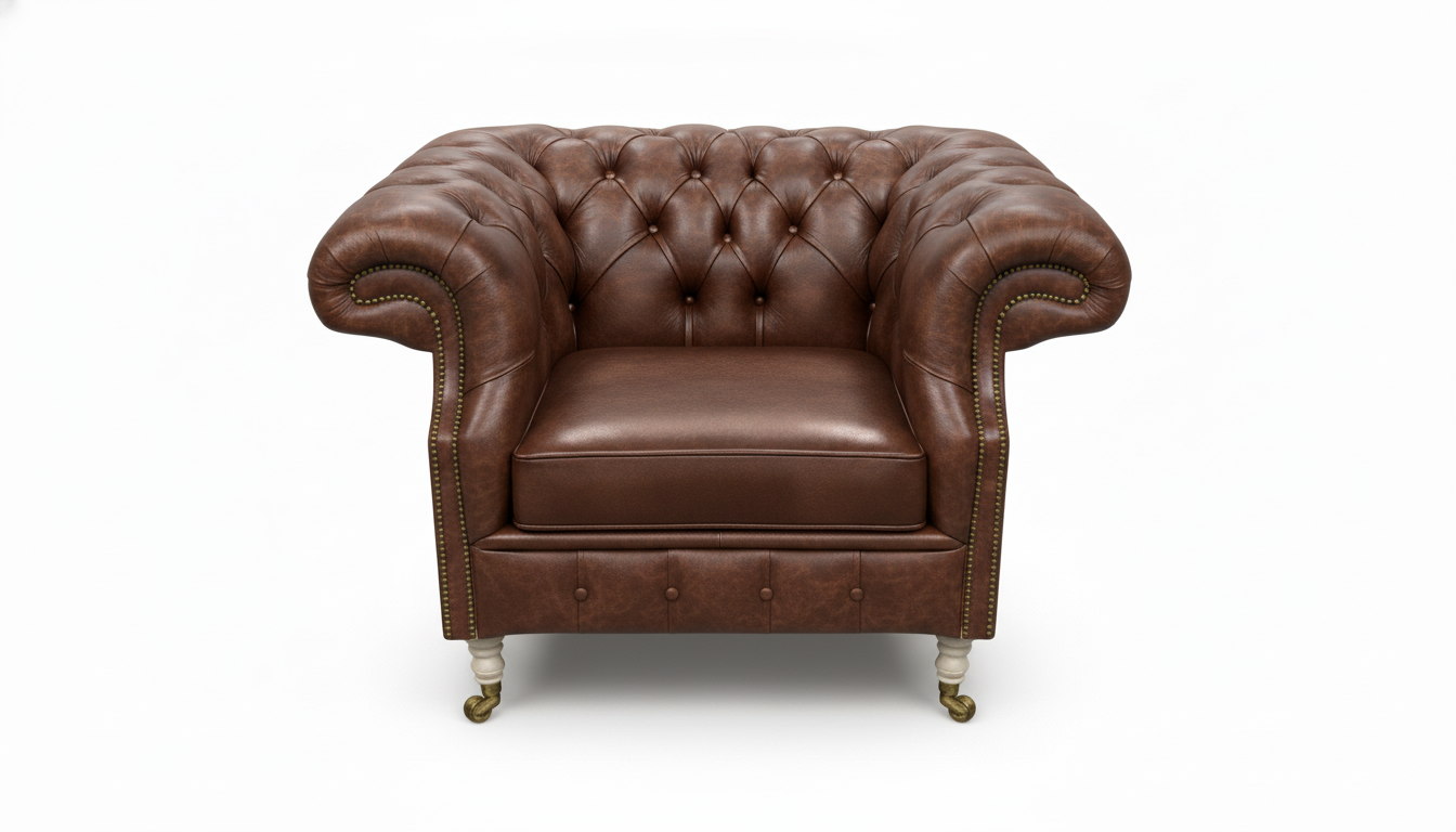 The Mayfair Chesterfield Club Chair — Color: Antique Gold, Seat type: Cushion