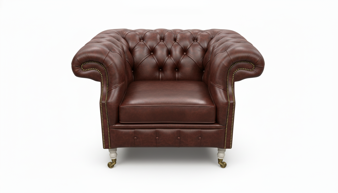 The Mayfair Chesterfield Club Chair — Color: Antique Brown, Seat type: Cushion